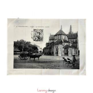 Tea towel - Sai Gon Calthedral - different colors ( white cloth- beige cloth )